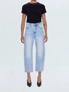 pistola Light Wash High-Rise Cropped Wide Leg Jeans